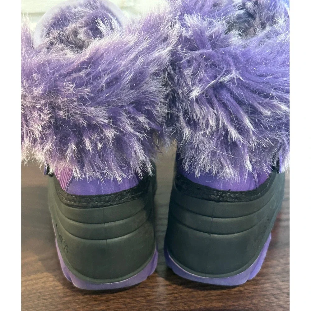 Kamik Toddler Girls Purple Black Faux Fur Trim Winter Snow Boots Sz. 7 Insulated